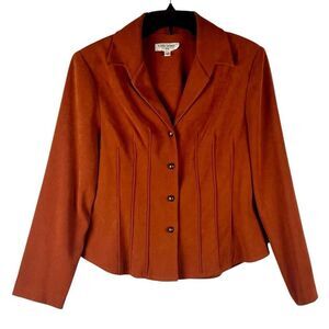 Miss Dorby Vintage Rust Faux Suede Blazer Jacket 12